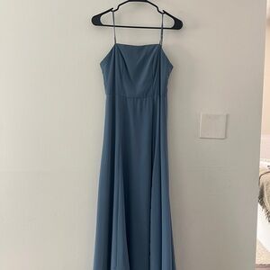 Elegant Blue Spaghetti Strap Dress